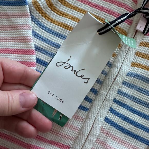 Joules Conway Zip Through Knit Rainbow Stripe Hooded Jacket 0-3M - Picture 4 of 5